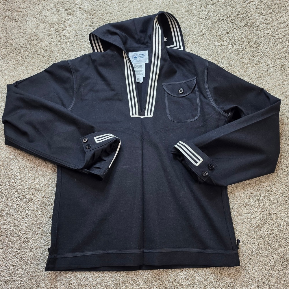Defense Logistics Agency US Navy Jumper Black Mens 42L Wool Sailor Uniform Top